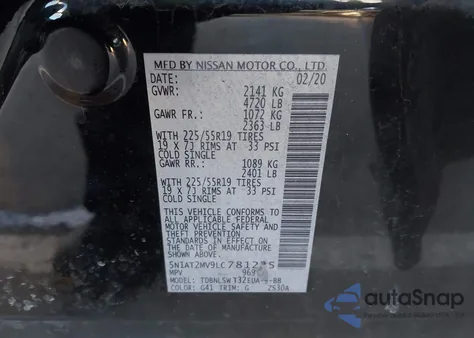 2020 Nissan Rogue Sl Intelligent Awd z USA, uszkodzony, nr VIN 5N1AT2MV9LC781225